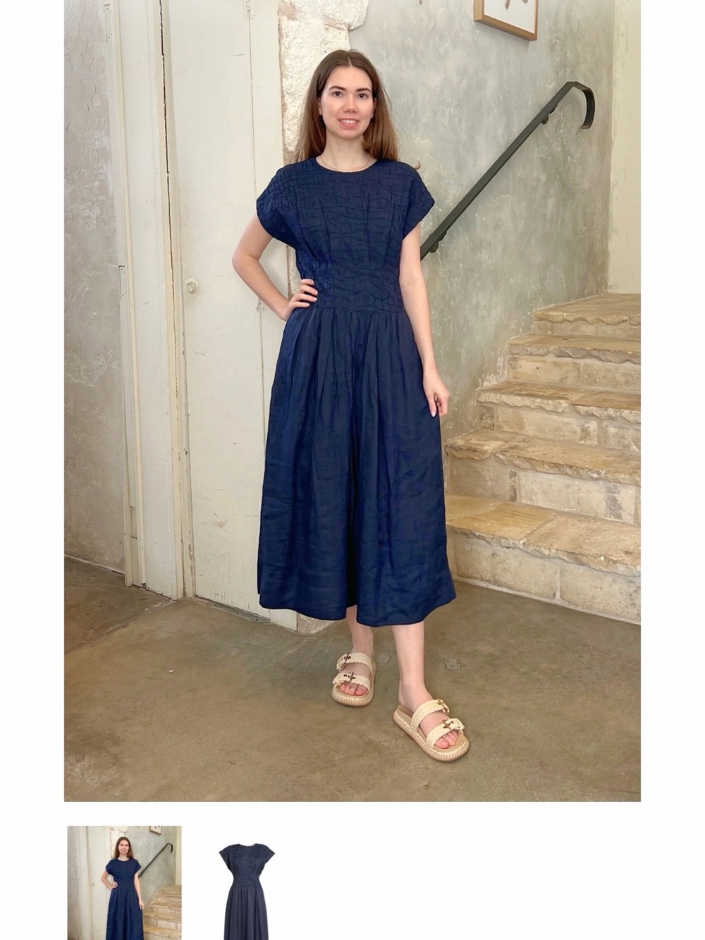 Sea New York Navy Imogen Pleated Midi Skirt